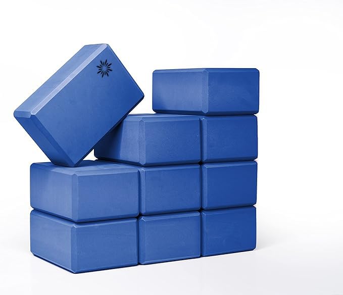 Bulk 4 in Foam Yoga Blocks, 10 Pack - color: Blue