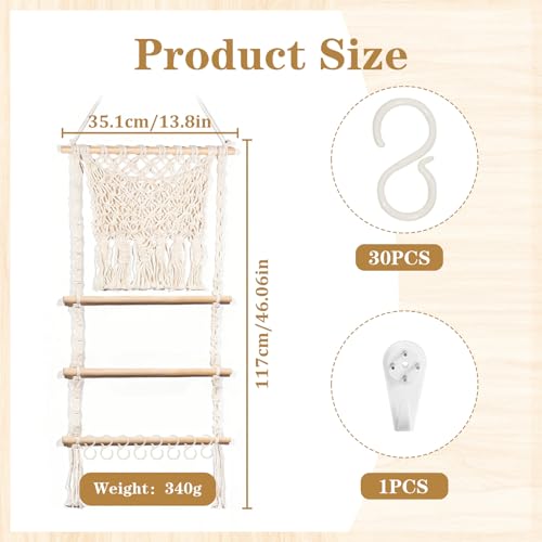 Hair Clip Holder Organizer Macrame Bow Organizer for Girls,Headband Holder Hair Accessories Storage Large Capacity Wall Hanging for Door Bedroom Wardrobe Home Decor (Beige A) (Beige A) - color: Beige A