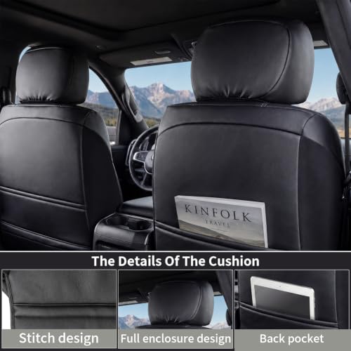 Umbrauto Car Seat Covers for Dodge Ram 2 Pcs Front, Waterproof Nappa Leather Seat Cover for 2009-2025 Ram 1500, 2010-2025 Ram 2500 3500 Crew Mega Cab - size: Front Pair(Concave Front)