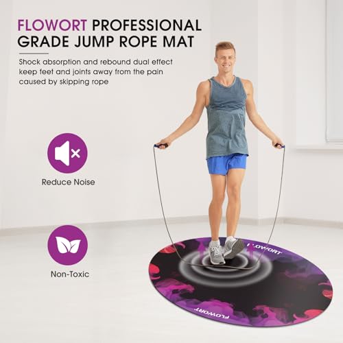 Cheete Jump Rope Mat Large Rubber Exercise Mat Indoor Outdoor Shock Absorbing Mat Non-Slip Oval Design for Floor & Rope Protection, Workout Mats for Home Gym Flooring - color: Red＆Purple