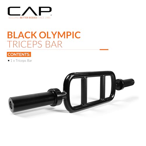 CAP 2-Inch Olympic Triceps Bar, Black, 200lb Capacity | Neutral-grip triceps bar, Olympic plate loading, Triceps extensions, Hammer curls and upper-body training