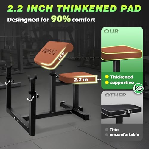 Preacher Curl Bench, Max Load 450 LBS Strength Training Bench Home Gym Bench Fitness Equipment,6-Level Seated Barbell Dumbbell Bicep Curl Machine Weight Bench - color: Brown