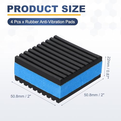 HARFINGTON 4Pcs Rubber Anti-Vibration Pads 2" x 2" x 7/8" Heavy Duty EVA Vibration Isolation Mats for HVAC Washers Compressors Treadmills Air Conditioner - size: 2"