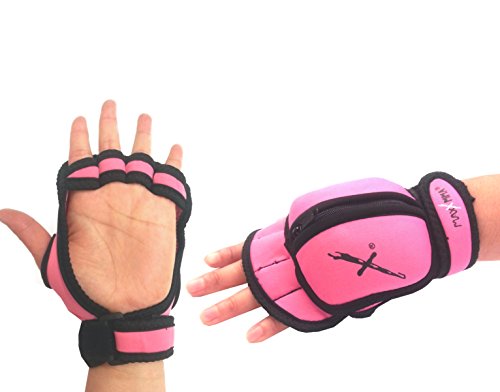 MaxxMMA Adjustable Weighted Gloves, 2 lb. Set - Removable Weight (2 x 0.5 lb. Each Glove) for Sculpting MMA Kickboxing Cardio Aerobics Hand Speed Coordination Shoulder Strength - color: Pink