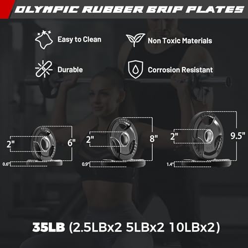 RitFit Barbell Weight Set - 4/6FT Olympic Barbell with Weight Plates (55-115LB Total) - Weightlifting Equipment for Squats, Curls, Deadlifts, Presses, Hip Thrusts - color: Pink, size: 4FT With 35LB Plates