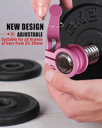 Mini Barbell Clips 1 inch I Multi-Size Adjustable Barbell Collar I 1 inch Barbell ClampsIQuick Release Weight Clips Pair of Locking for Dumbbell Bar - color: Pink