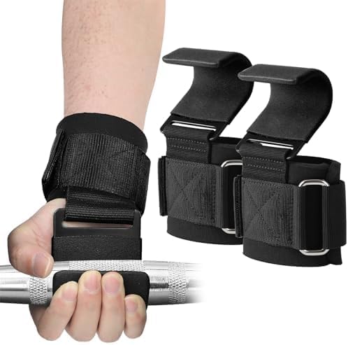 Yetaha Weight Lifting Hooks, Wrist Support Hooks, Wrist Guard Steel Plate Hook, Anti-slip Hanging Single Bar Weightlifting Hooks for Deadlifts Pull Ups Shrugs, Gym Gloves Men and Women