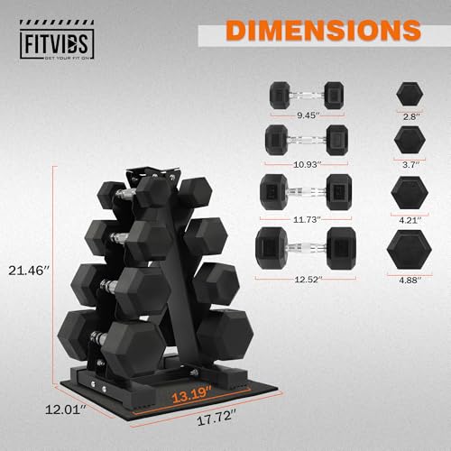 Fitvids Rubber Coated Hex Dumbbell Set with Storage Rack, 100/150/200/550 LB Hand Weight Set with Anti-Slip Grip for Home Gym - size: 100LBS Set