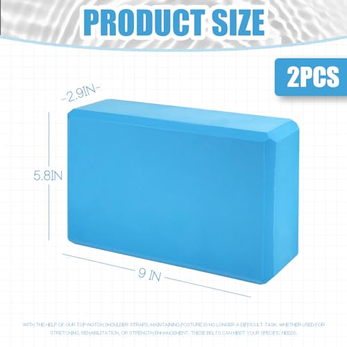 Septo 2 Pcs Yoga Blocks, 9x6x3 Inch Foam Blocks for Pilates | High density EVA foam Yoga Props lightweight non-slip surface for meditation stretching balance training - color: Blue
