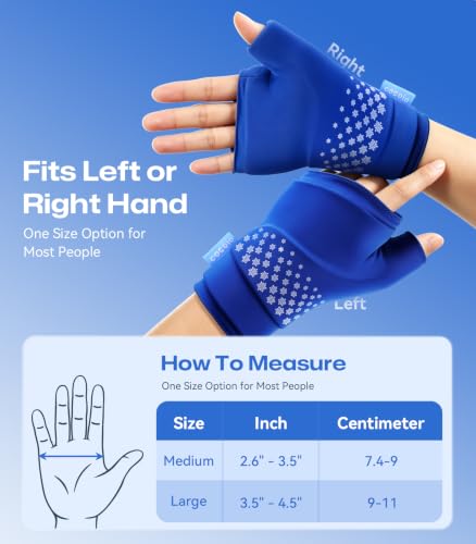 Thumb & Wrist Hot Cold Ice Pack Wrap, Fits Either Hand, Size L | 3D Thickened Reusable Gel Pad, Ergonomic Fit, Long Hot & Cold for Carpal Tunnel, Arthritis, Tendonitis, Post-Surgery - size: L
