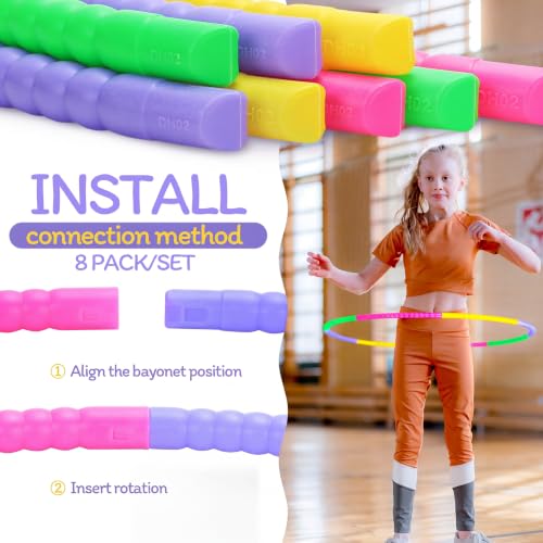 Vinsot Detachable Plastic Hoops for Kids, Adjustable Exercise Hoops Equipment for Sports, Dance, Outdoor Games, Parties and Pet Training - color: Multicolor