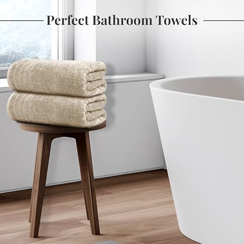 Tens Towels Pack of 8 Towels Set, 2 Extra Large Bath, 2 Hand, 4 Washcloths, 100% Cotton, Lighter Weight, Quicker to Dry, Super Absorbent, Perfect for Bathroom, Beige - color: Beige