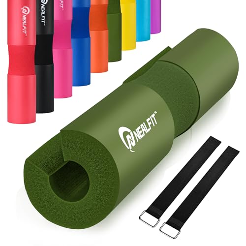 NEALFIT Barbell Pad Squat Pad for Squats—Squat Bar Pad—Great for Weightlifting,Lunges and Hip Thrusts—Foam Sponge Pad—Fit Standard and Olympic Bars Perfectly - color: Army Green