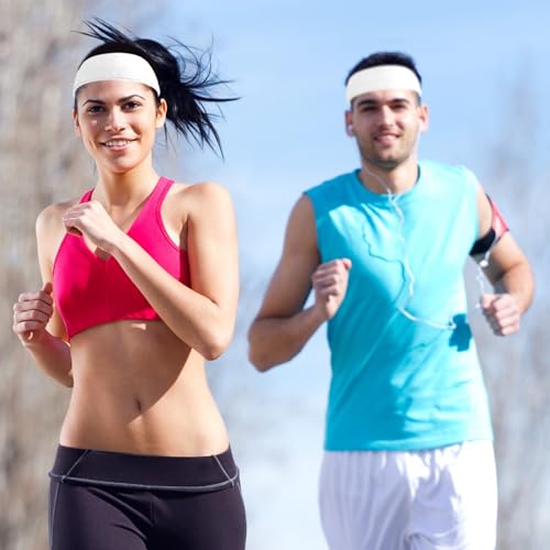 2 Pack Sweat Band, Sweat Bands Headbands for Men, Women, Sports, Tennis, Running, Gym, Workout - color: White
