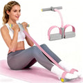 Pedal Resistance Bands with Handles, Durable 6-Tubes Multifunction Pedal Resistance Band, Natural Rubber Foot Pedal Resistance Bands, Fitness Resistance Bands for Abdomen, Waist, Arm, Leg - color: Pink