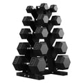 Hex Dumbbell Sets with Rack, 85-560lb Dumbbell Weight Set & Storage Rack | PAPABABE Dumbbell Set with Stand, Rubber Dumbbell Weight Set, Multiple Options Hand Weight for Strength Training - size: 180lb (5, 10, 15, 25, 35lb)x2& Rack