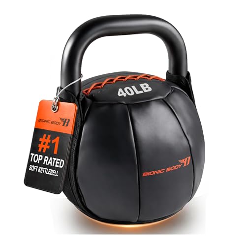 Bionic Body by Kim Lyons Soft Kettlebell with Handle | Soft Weight for Strength Training, Conditioning, Core & Full Body Workouts | Ergonomic Grip | Home Gym, Cross Training, HIIT & Functional Fitness Equipment - style: Orange - 40 LB