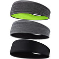 Braylin Men's Headbands, 3-Pack Head Band for Men, Sport Sweatbands for Running Fitness Yoga Cycling, Sweat Wicking Non Slip - color: 01.3Pcs Light Gray/Black+Dark Gray/Yellow+Black