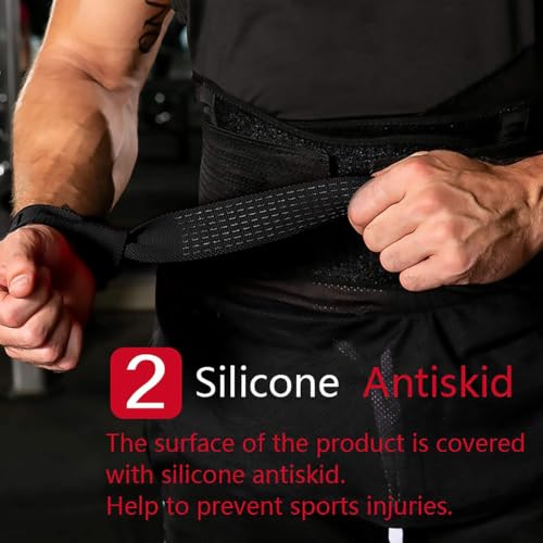 GOUNOD Lifting Straps for Weightlifting, Padded Wrist Straps, Black, 1 Pair | Non-slip silicone grip and cushioned wrist padding for Weightlifting, Gym, Deadlift, Workout, Gym Strength Training.