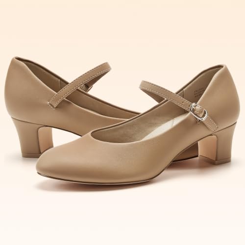 Stelle 2" Ankle Strap Character Shoes for Women | 2-inch heel,Adjustable ankle strap,Memory foam insole,Rubber outsole,Breathable lining - color: 2"tan-2, size: 9.5