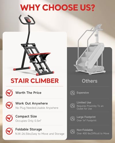 Stair Stepper for Home, 3-Level Resistance Stair Stepper, Foldable Compact Design with LCD Display & Enlarged Non-Slip Pedals, Full Body Toning Fitness Machine