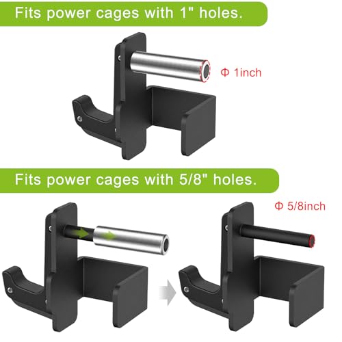 SELEWARE Solid Steel J Hooks for 2" x 2" or 3" x 3" Tube Power Cage with 1" 1/2" or 5/8" Hole Squat Rack Attachment, J-Hook Barbell Holder for Power Rack, Set of 2 - color: For 1" or 5/8" Hole of 3x3 inch Rack