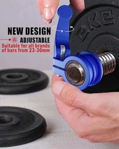 Mini Barbell Clips 1 inch I Multi-Size Adjustable Barbell Collar I 1 inch Barbell ClampsIQuick Release Weight Clips Pair of Locking for Dumbbell Bar - color: Blue