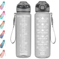 Enerbone 32 oz Water Bottle with Times to Drink and Straw, Motivational Drinking Water Bottles with Carrying Strap, Leakproof BPA & Toxic Free, Ensure You Drink Enough Water for Fitness Gym Outdoor - color: Obsidian