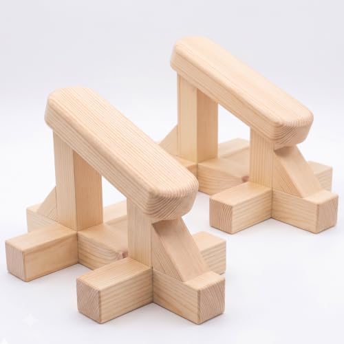SAMTROY Handstand Canes for Balance Training | Moisture-Absorbent Grip, Non-Slip Wide Base, Ergonomic Handles, Portable For Yoga, Gym & Home Handstand Training - color: Wood-1