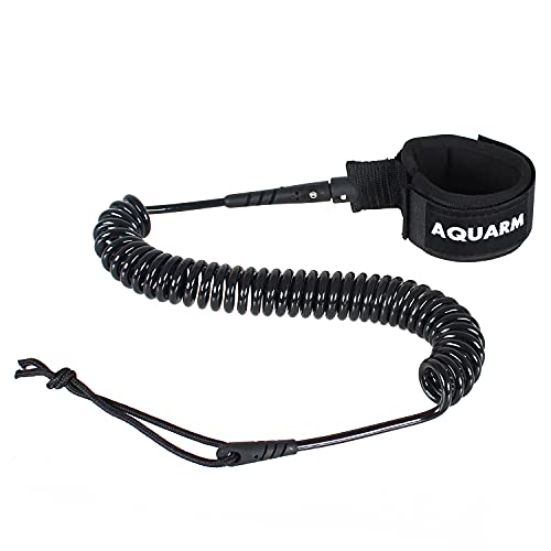 Premium Coiled Surfboard Leash, 11 feet SUP Leash Leg Rope, Stand Up Paddle Board Leash for All Types of Surfboards - color: Black