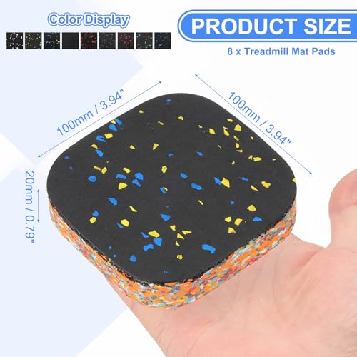 PATIKIL 8 Pcs Treadmill Mat Pads, 4x4x0.8 High Density Foam Anti Vibration Pad Sound Proof Floor Mat Exercise Equipment Mat for Carpet Protect Noise Reduction Home Gym, Yellow Blue - color: Yellow Blue, size: 4x4x0.8"