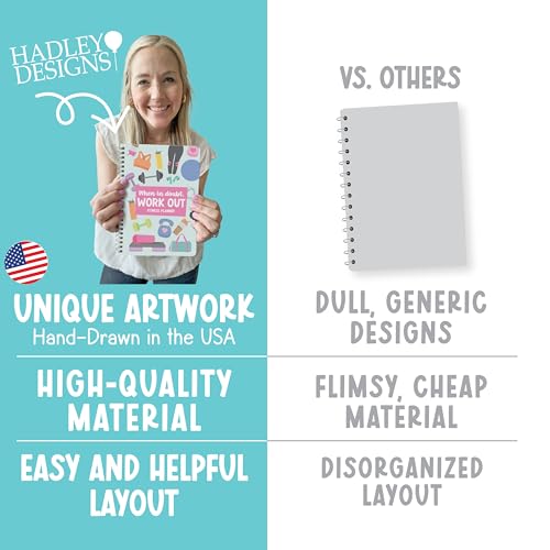 Hadley Designs Fitness Journal for Women - Workout Journal for Women, Fitness Planner for Woman, Workout Log Book, Undated Gym Journals & Exercise Journals, Gym and Health Notebook, Birthday Gifts - color: Teal Pastel