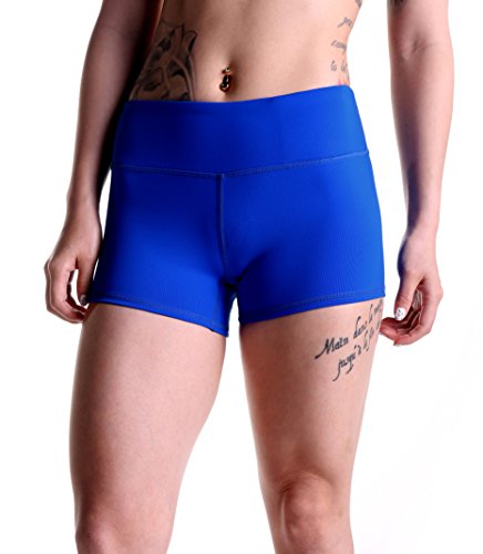 Tough Mode Women's 3" Athletic Workout Volleyball Running WOD Compression Shorts - color: Electric Blue, size: X-Small