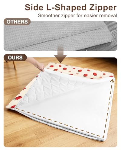 Baby Play Mat, 50x50 Playpen Mat with Machine Washable Cover | Removable, Thicken Cushioning Playmats for Baby, Non-Slip Bottom, Easy to Clean for Infants, Strawberry - color: Strawberry, size: 50" X 50"