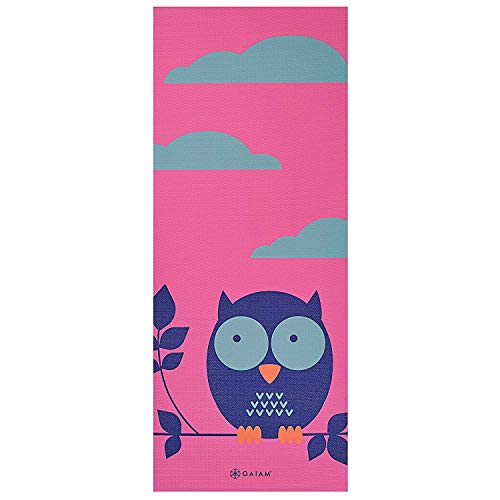 Gaiam Kids Yoga Mat Exercise Mat, Yoga for Kids with Fun Prints - Playtime for Babies, Active & Calm Toddlers and Young Children - color: Owl