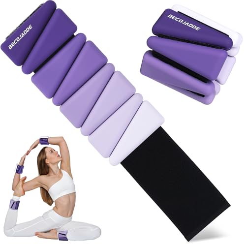 BECOJADDE Ankle Weights for Women Wrist Weights Set of 2 (1 lb/2 lb Each) Adjustable Arm Leg Weight for Womens Men Suitable for Walking Swimming Running Pilates Yoga Gym - color: Gradient Purple, size: 4lb Pair (2lb Each)