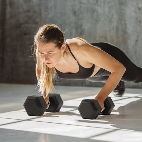Fitvids Rubber Encased Hex Dumbbell Set Contoured Handle for Muscle Toning, Strength Building & Full Body Workout, 60LB, 100LB, 150LB and 550LB Set - style: 550LBS Set