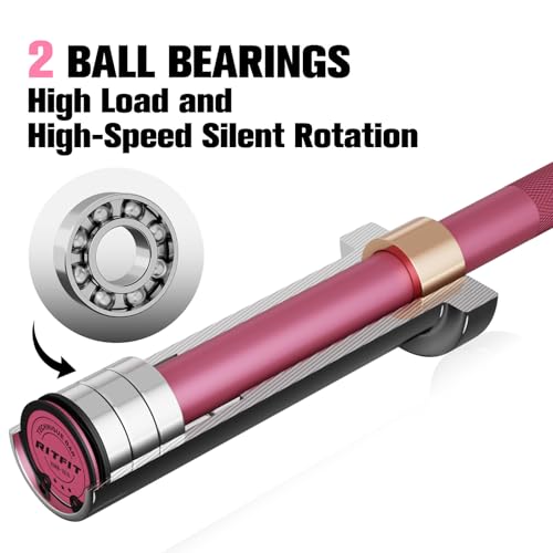 RitFit Barbell Weight Set - 4/6FT Olympic Barbell with Weight Plates (55-115LB Total) - Weightlifting Equipment for Squats, Curls, Deadlifts, Presses, Hip Thrusts - color: Pink, size: 4FT With 35LB Plates