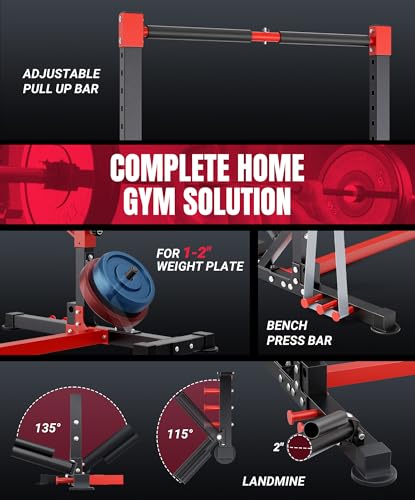 YOLEO Smith Machine & Squat Rack Combo, Multi-Functional Power Racks with Adjustable Width & Pull-Up Bar, Cable Crossover Power Cage, Independent Dual-Pulley System for Home Gym Garage Basement - style: Basic Squat Rack