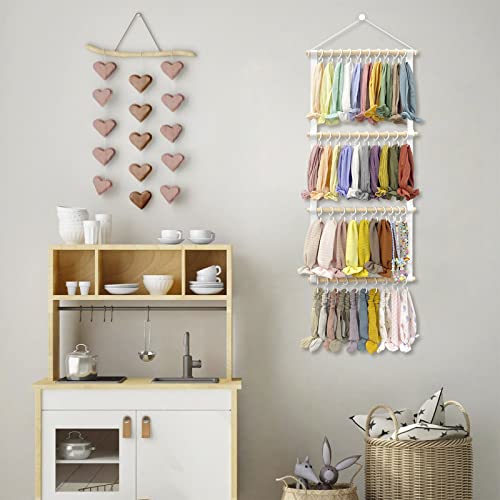 POVETIRE Headband Holder for Girls Baby Headband Organizer Head Bands Hair Accessories Display Organizer Wall Hanging Decor for Nursery Toddler Girl Room - color: White-1