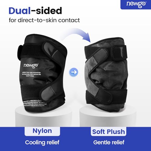 NEWGO Ice Pack for Knee Injuries Reusable, 360° Full Wrap, 2 Pack, Black | Y-shaped Strap Stays Put, Reusable for Knee Replacement, ACL, Arthritis, Swelling, and Sports Injuries, 21.7" x 9.8" - color: Regular Black 2-pack