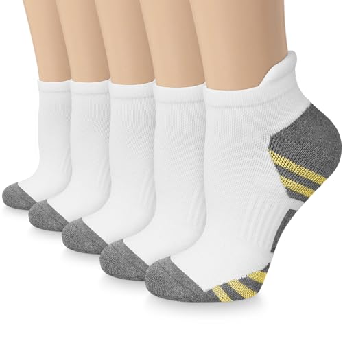 5 Pairs Copper Compression Socks for Women & Men - Ankle Plantar Fasciitis Arch Support Running Socks for Athletic - color: 03 White, size: Small-Medium