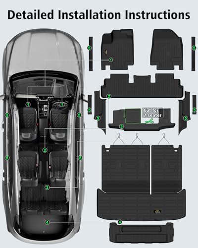 Floor Mats & Cargo Mat with Backrest Mat Custom for Nissan Pathfinder 2022-2025 2026 7&8 Seats, Door Sill Guards, All Weather TPE Full Set Floor Liners Trunk Mat for Pathfinder 2025 Accessories - size: For Nissan Pathfinder 2022-2026