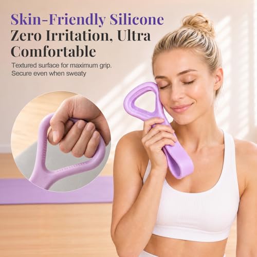 Exercise Band - Figure 8 Resistance Bands with Handles, 30 lb Tension Rope for Arm/Back/Shoulder Training, Workout Equipment for Physical Therapy, Rehabilitation, Yoga, Pilates, Stretching - color: Purple