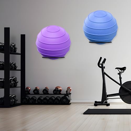 Black Yoga Ball Holder, Exercise Ball Storage Ball Holder Wall Mount Stability Ball Holder for Home and Yoga Studios or Commercial Gyms,Acts as a Yoga Ball Holder. Set of 1