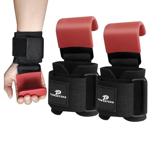 Lifting Hooks for Weight Lifting: Weightlifting Hooks Wrist Straps Hand Grip Support for Deadlift Weightlifting Gym Gloves for Men & Women - color: Red