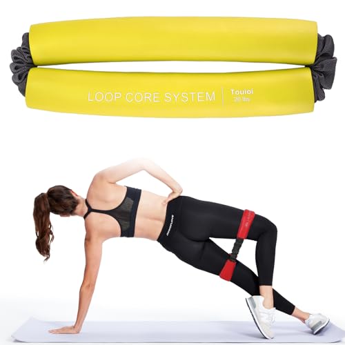 Hip and Core Resistance Loop Bands for Glute Workouts and Stretching | Resistance loop system designed for hip, core, and glute stretching, fitness, and workout routines - color: Yellow - 20 lbs