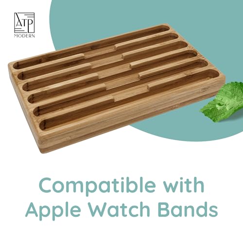 Wooden Watch Band Organizer - Works with All Apple Watch Bands - Watch Band Holder - Wooden Watch Stand Display - Compatible with All Apple iWatch Bands - Solid Wood Design - color: Walnut