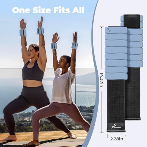 Sportneer Wrist & Ankle Weights for Women & Men Set of 2 (1LB/2LB Each) - Soft Silicone Arm & Leg Weights for Pilates, Yoga, Walking, Barre, Home Workout, Water Aerobics - color: Misty Blue, size: 4 Lb Pair (2 Lb Each)