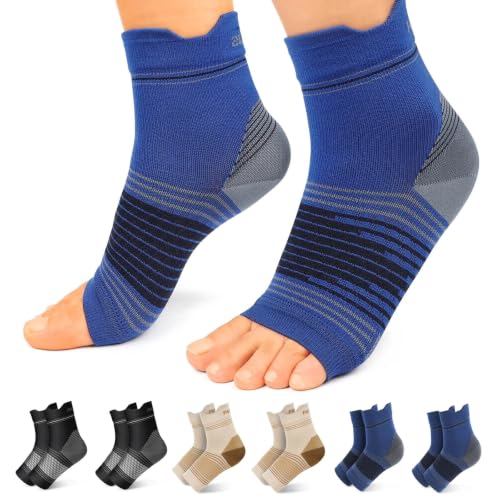 6 Pairs Compression Socks Men & Women Ankle Brace Plantar Fasciitis Socks | Ankle Compression Sleeve with Arch Support for Plantar Fasciitis Relief, Achilles Tendonitis Relief, Heel Pain & Swelling - color: 2 Black+2 Nude+2 Navy(6 Pairs), size: Medium (6